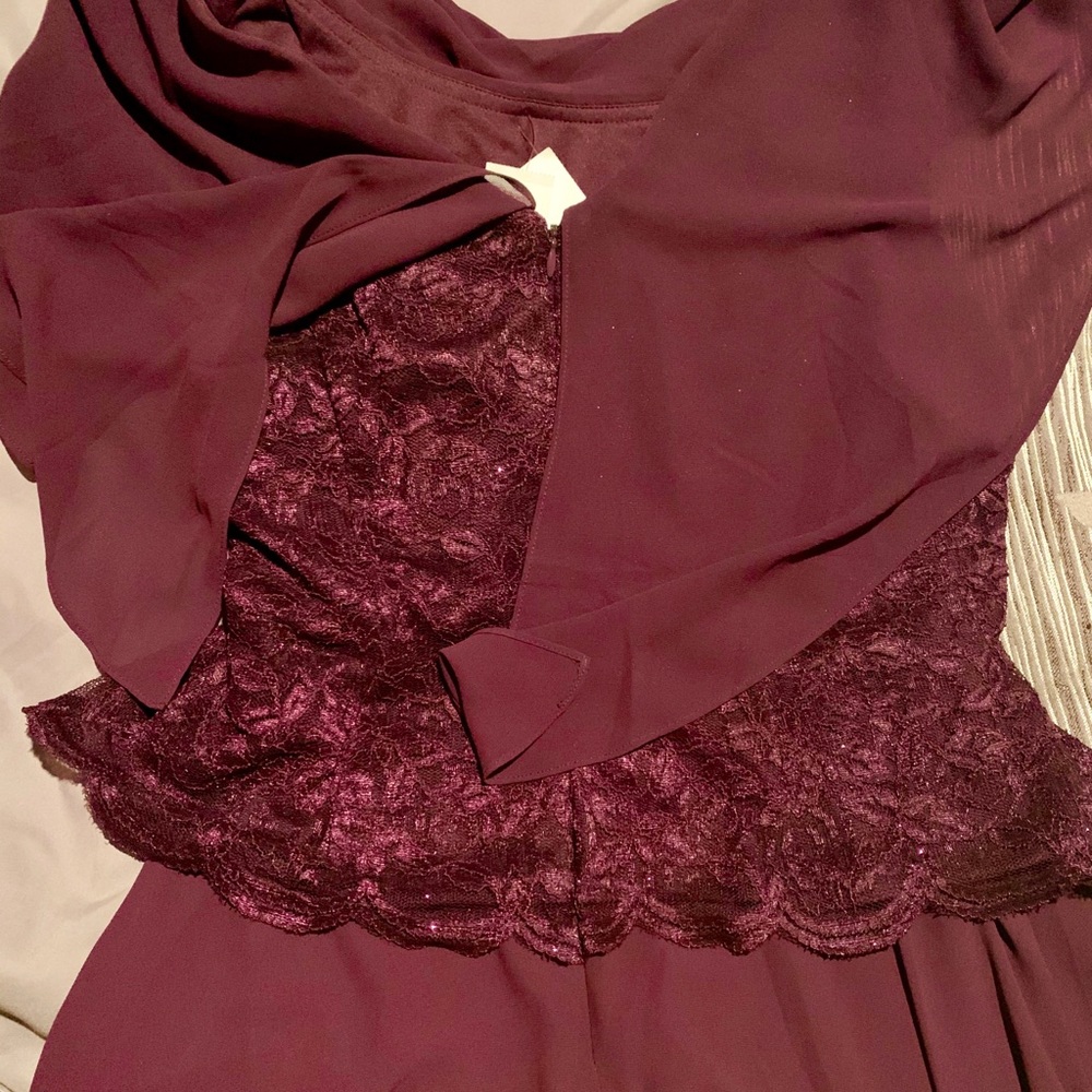 J. Howard chiffon, lace, sequined bodice.